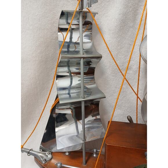 1950s Vintage Wooden Boat Sailing Yankee Clipper Ship Wood Mantel (No Clock) - Picture 7 of 16